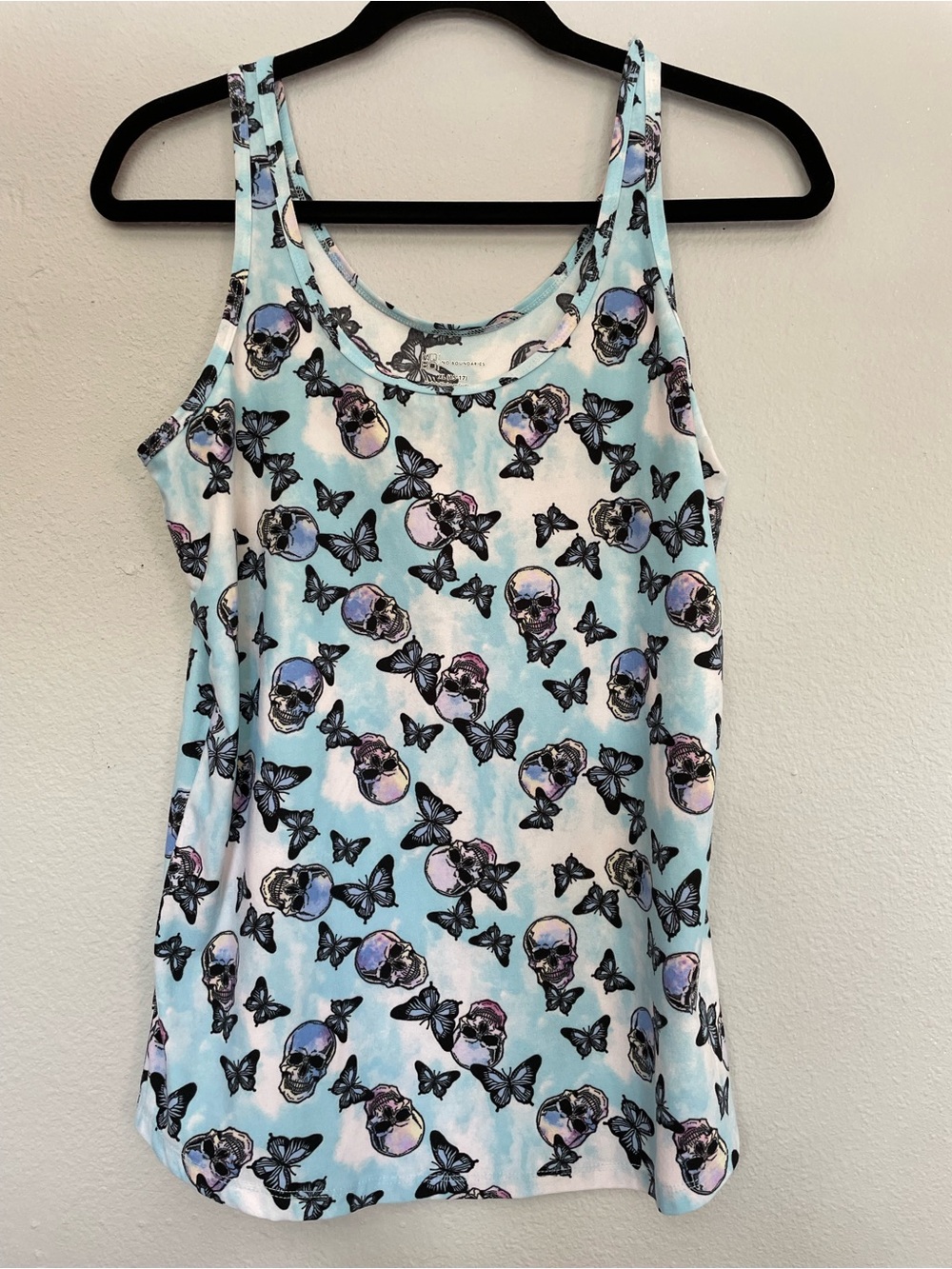 No Boundaries Skull Butterfly Tie die Tank Top XL Y2K Juniors 15-17